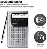 AM FM Radio with Speaker and Earphone Jack, Small Transistor Radio, Battery Operated, Best Mini Radio Antenna Reception for Emergency by MIKA (Silver)