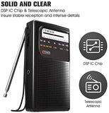 AM FM Radio with Speaker and Earphone Jack, Small Transistor Radio, Battery Operated, Best Mini Radio Antenna Reception for Emergency by MIKA (Black)
