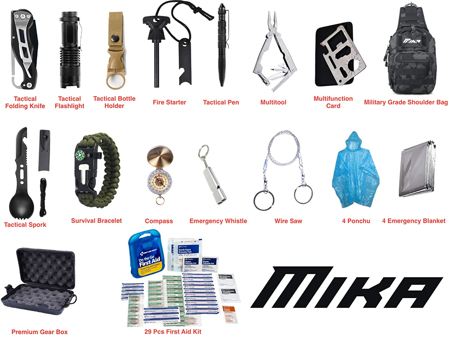 MIKA Premium 4 People Survival Gear and Equipment Shoulder Bag, 51 in –  mikaelectronics