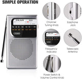 AM FM Radio with Speaker and Earphone Jack, Small Transistor Radio, Battery Operated, Best Mini Radio Antenna Reception for Emergency by MIKA (Silver)