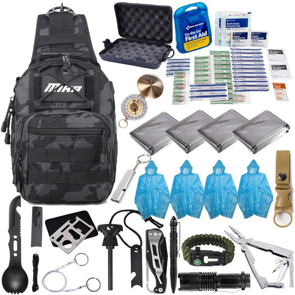 MIKA Premium 4 People Survival Gear and Equipment Shoulder Bag, 51 in 1 Emergency Survival Kit