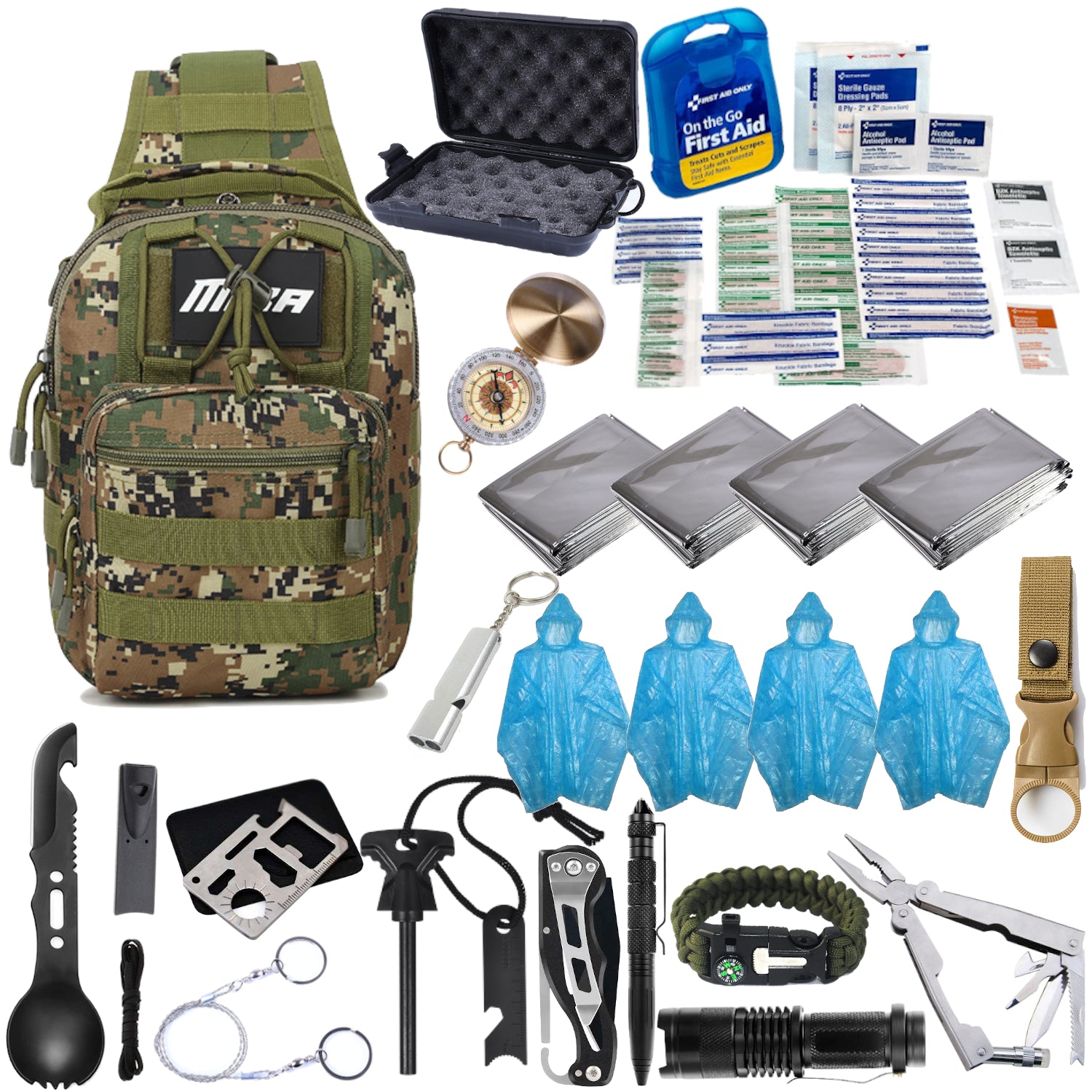 MIKA Premium 4 People Survival Gear and Equipment Shoulder Bag, 51